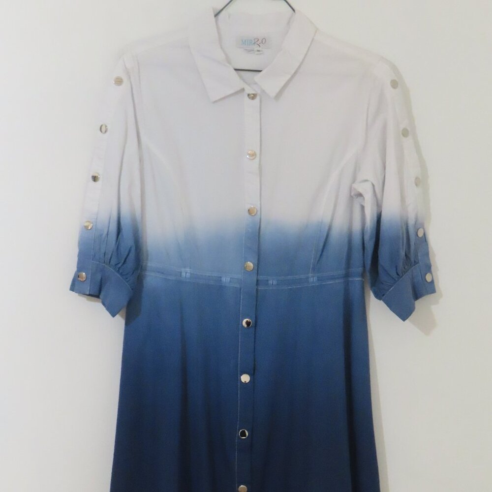 NWOT Miri Couture Ombre Blue Shirt Dress